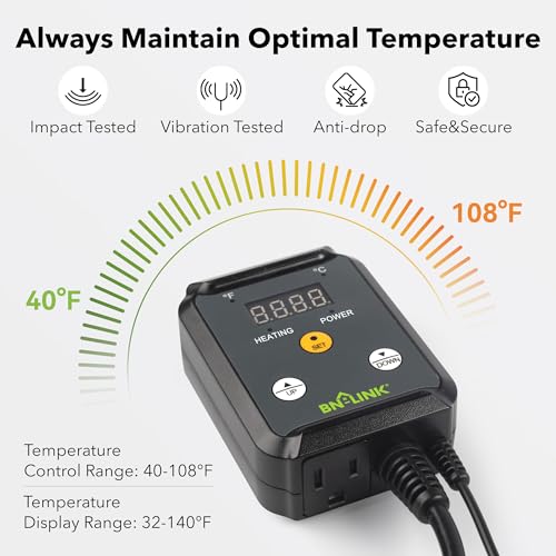 BN-LINK 8 Outlet Surge Protector with Mechanical Timer and Heat Mat Thermostat Controller