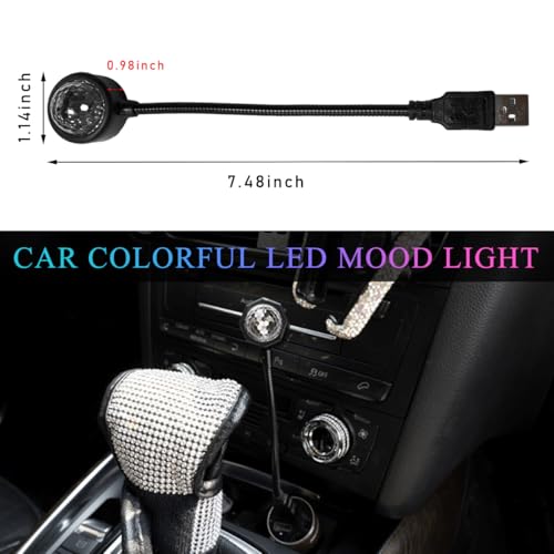 KVAEY 2 PCS USB Star Night Light, Adjustable Sound Activated Car Roof Atmosphere Lamp, Portable Romantic LED Auto Interior Ambient Light for Car, Bedroom, Party, Ceiling - color: 1 PCS