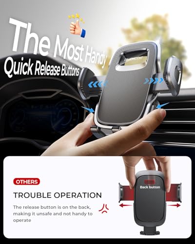 DIMONCOAT 【2026 Upgraded New Dual Metal Hook Car Phone Holder Vent Mount - color: Black