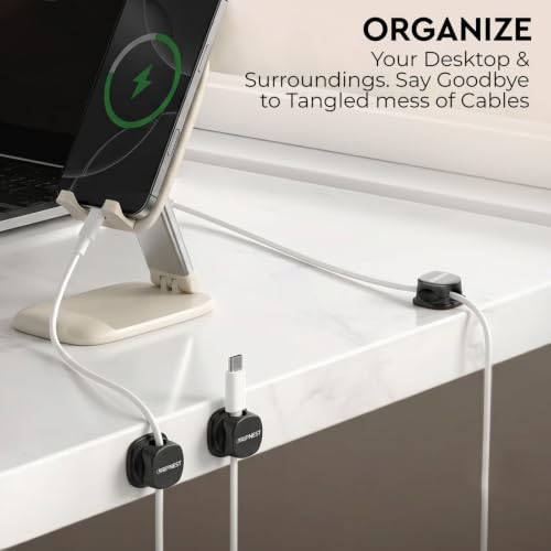 Cable Clips 12 Pack Rotatable Cord Organizer with Adhesive