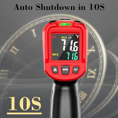 FKM Infrared Thermometer Gun,Non Contact Laser Thermometer Gun for Industrial,HVAC,Engine,Kitchen Cooking,Digital IR Temperature Gun -58°F~1112°F(-50°C~600°C) Adjustable Emissivity,Not for Human - color: Red