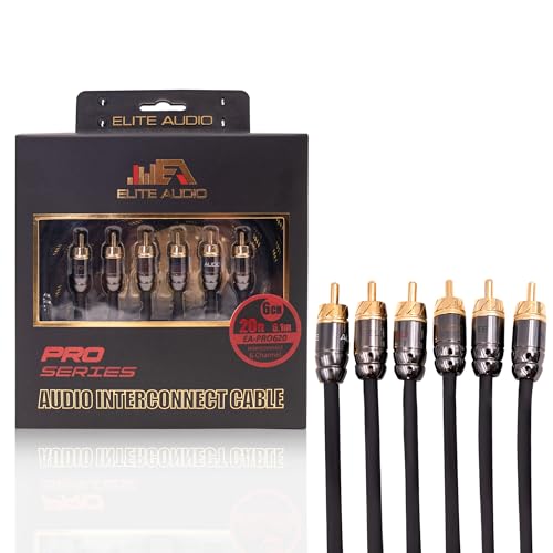 Elite Audio Pro Series 20ft. 6-Channel Car Audio RCA Cable - Triple Shielded, Brass Connectors, Oxygen Free Copper Noise Reducing Audio Cable for Amplifiers Subwoofers Speakers and Processors – PRO620 - color: 6-Channel, size: 20' (ft)