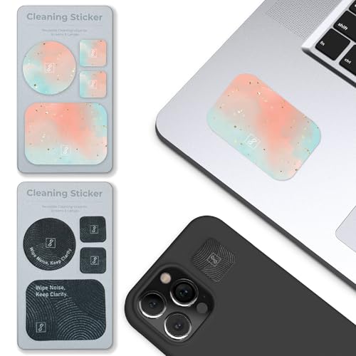 SleekStrip Portable Cleaning Sticker Pad Reusable Screen Cleaner Wipes Lens Cleaner Wipes for Phone iPad Car Touch Screen Display MacBook Computer Laptop Camera Lens Electronic TV Monitor - 2PK (8PCS) - color: Ripples + Sweet Dream (Pack of 2)