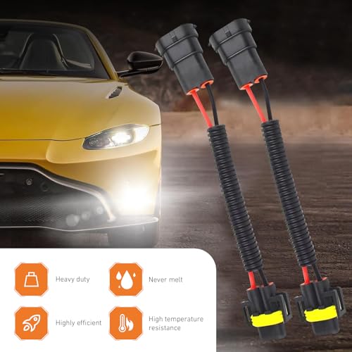 2 PCS Car Bulb Socket Conversion Wiring Harness, H11 Extension Wiring Harness Sockets Wires, Car Male-to-Female Conversion Connector, Universal for High/Low Beam, Fog Lights - color: H11