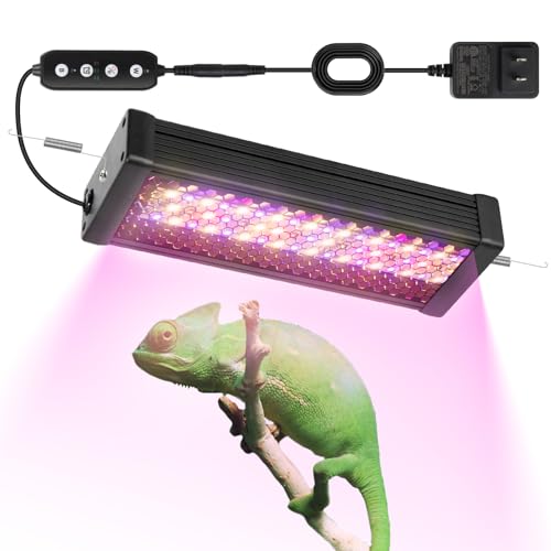 HNRLOY Reptile UVB LED Light Full Spectrum,18W UVA/UVB LED Reptile Light for Bearded Dragons,Chameleons, Turtles,Lizards,Geckos,Snakes, Adjustable Timer, Dimmable Reptile Lamp with 3 Lighting Modes - size: 9.9Inch