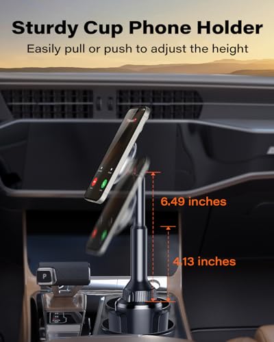 OQTIQ Phone Cup Holder for Car Mount for MagSafe, Quick Extension Long Arm - color: Clear