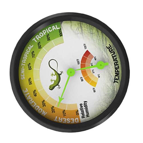 Reptile Terrarium Thermometer and Hygrometer Analog Mini Mechanical Temperature and Humidity Gauge Battery-Free for Pet Enclosures and Reptile Tanks