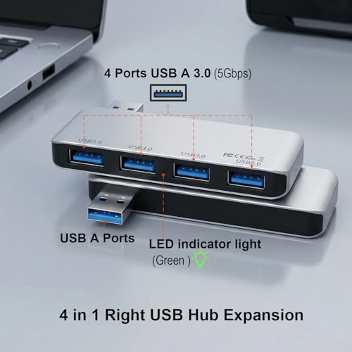 USB 3.0 Hub 4-Port Cable-Free USB Splitter for Laptop Right Side - color: Silver(Right)