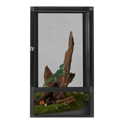 Reptile Terrarium, Micro Habitat Terrarium Enclosure with Fine Mesh Strong Locking Latch Removable Top Mesh Anti-Climbing Threshold & Good Ventilation Aluminum Screen Habitat for Reptiles and Insects