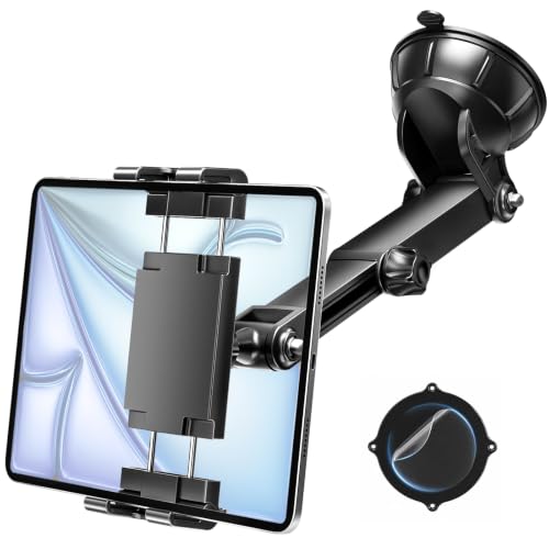 PLDHPRO Tablet Holder for Car Dashboard & Windshield, Suction Cup iPad Mount for Truck, Fits 5.5-14.6" iPad Pro Air Mini Galaxy Tab Fire HD, 360° Rotation, 6.3" Telescopic Arm - size: Telescopic Arm: 6.3 inch