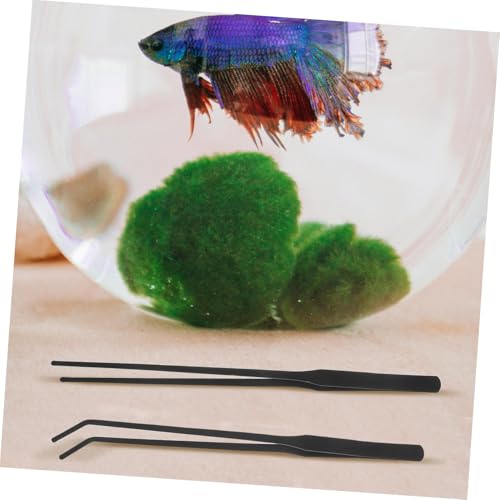 POPETPOP 4pcs Long Aquarium Tweezers Stainless Steel Curved and Straight Tongs Plant Food Tweezers Fish Tank Tools Reptile Feeding