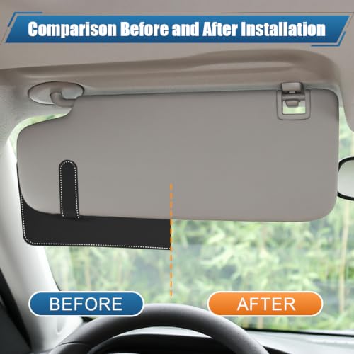 Car Sun Visor Extender with Sunglass Clip&Ticket Card Holder, Black - color: Black