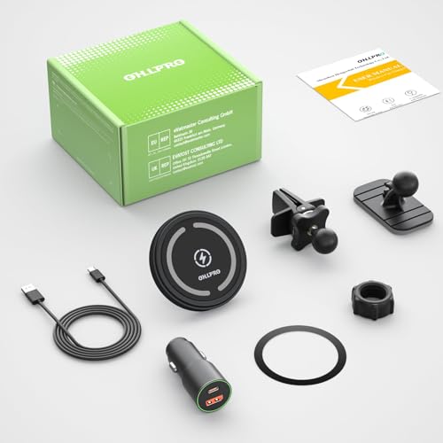 OHLPRO for MagSafe Car Mount iPhone Wireless Car Charger with Adapter - color: Black