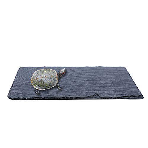 Small Slate Reptile Basking Platform Tortoise Feeding Dish Natural Rock Reptile Food Bowl Landscape Habitat Decor for Turtle Lizard Bearded Dragon Crested Gecko Snake 4 * 4 - size: S