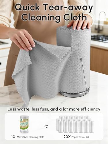 Microfiber Cleaning Cloths Roll 75 Pack 12x12 Inch Lint Free - color: Grey Ripple
