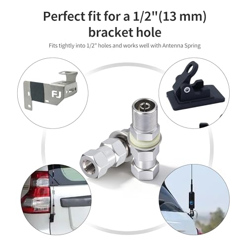 CB Antenna Mount Adapter Universal UHF SO239 Female Stub Mount Heavy Duty Connector Standard 3/8 X 24 Threaded for CB Ham Radio Antenna 2pcs - style: 2PCS