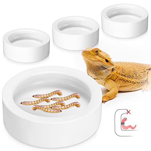 Meanplan 4 Pcs Reptile Bowl Food Dish Reptile Water Food Feeding Dish Ceramic Worm Pet Bowl Anti Escape Feeder for Lizard Anoles Chameleon Bearded Dragon Hermit Crab(2.71 Inch) - size: 2.71 Inch