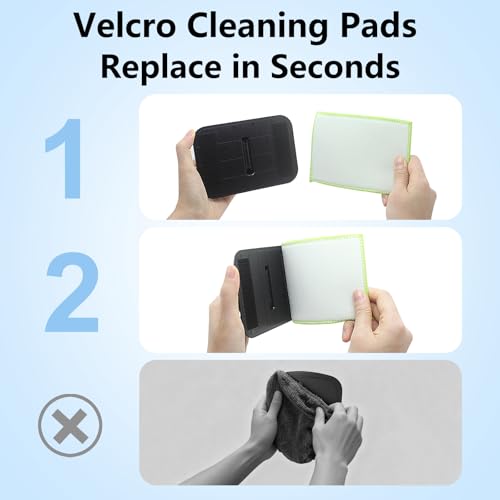 Windshield Cleaner Tool with 6 Reusable Magic Fiber Pads & Spray Bottle