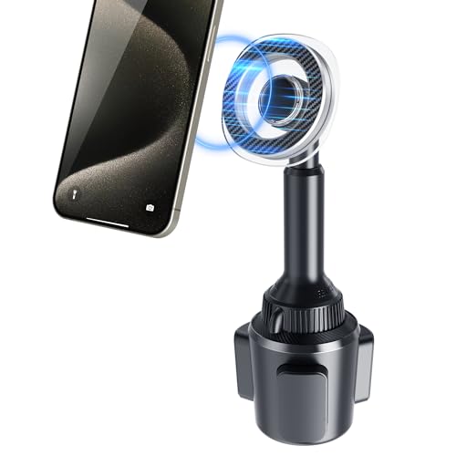 OQTIQ Phone Cup Holder for Car Mount for MagSafe, Quick Extension Long Arm - color: Clear