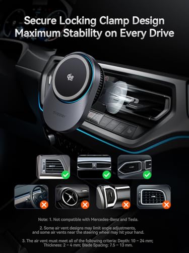 THREEKEY Magnetic Car Mount Charger Lite Qi2 25W Charging with TEC Cooling - color: Black