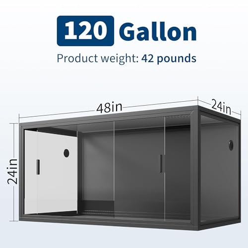 120 Gallon Bearded Dragon Tank, 4x2x2 ft Large Reptile Terrarium, Front Opening Glass Enclosure for Snake, Lizard, Chameleon, Large Reptile Cage with Screen Ventilation Top & Bioactive Habitat Ready - color: Black