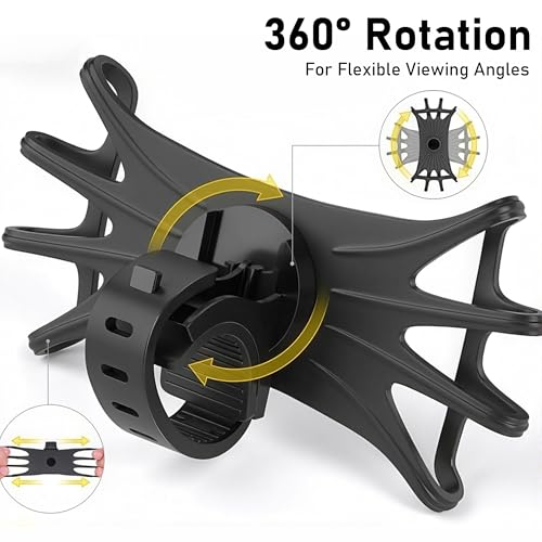 Black Bike & Motorcycle Phone Holder – 360° Rotating Universal Mount for iPhone, Samsung & Smartphones - color: Black