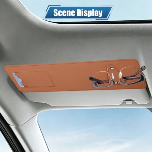 Car Sun Visor Extender with Sunglass Clip&Ticket Card Holder, Orange - color: Orange