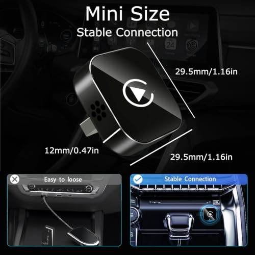 Wireless CarPlay Adapter 2026 Upgraded,CarPlay & Android Auto 2-in-1, Mini USB Design for Cars with Wired CarPlay,Fast Auto-Connect,Plug & Play,for iOS 10+, Android 11+(with ventilation holes)