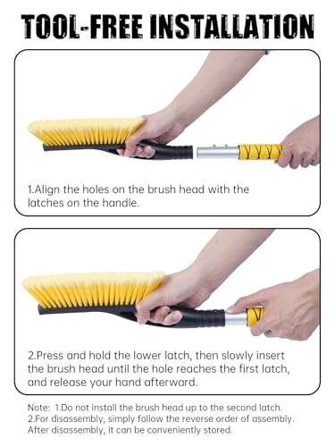 MIKKUPPA 27" Snow Brush and Ice Scrapers for Car Windshield, Yellow, 2 Pack - color: Yellow*2(with Curved Connector)