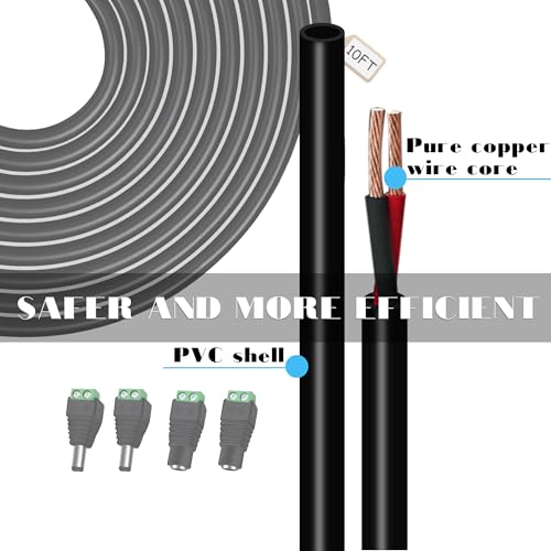 Dianrui 2 PCS 10FT (3M) Dc Power Extension Cable, 5.5mm x 2.1mm 12V Dc Extension Cord Power Adapter with Power Jack Adapter Connectors(2 x Male + 2 x Female) for Printers/CCTV Security Camera/Routers - size: 2X10FT