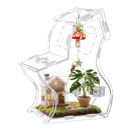 Magnetic Acrylic Enclosure for Jumping Spiders & Small Reptiles – 5.9"x4.7"x9.4" Escape-Proof Habitat with Easy-Feed Magnetic Door, 3mm Thick Clear Terrarium for Tarantulas, Mantis, Geckos & Beetles - size: 5.9 x 4.7 x 9.4 inches