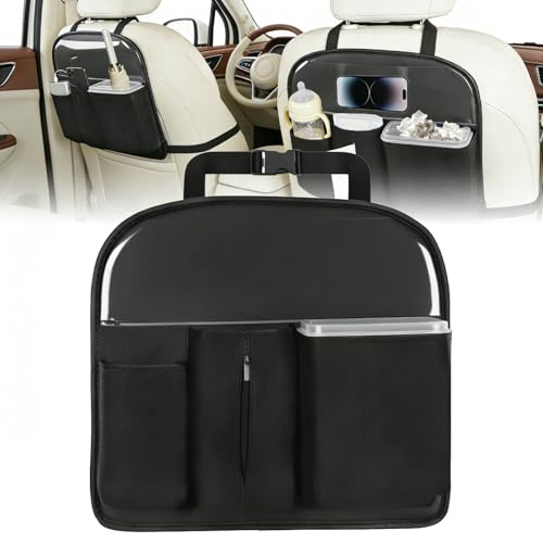 Nilight Car Seat Back Organizer 1PC Black PU Leather Universal - color: Black Leather w/Bucket-1 Pc Short Szie