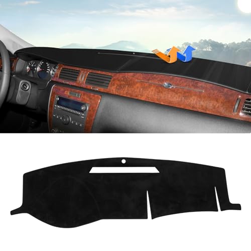Autorder Dashboard Cover Mat for Chevrolet Impala 2006-2013/ Impala Limited 2014-2016 Accessories Dash Cover Upgrade Velvet Dash Mat Sunshade Glare UV Rays Protector - size: Black 06-13 Impala