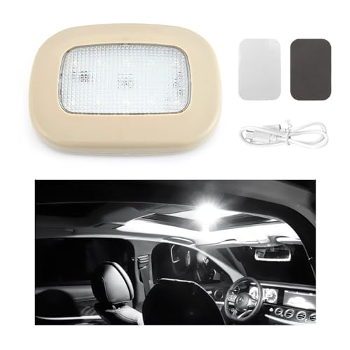 Ohleats Car Interior Ceiling Roof Lights, Magnetic Rechargeable USB Wireless Dome Lamp, LED Auto Map Reading Light Cover for Insider Roof Ceiling, Universal Car Accessories (Beige) - color: Beige