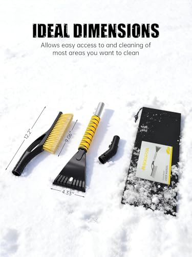 MIKKUPPA 27" Snow Brush and Ice Scrapers for Car Windshield, Yellow, 2 Pack - color: Yellow*2(with Curved Connector)
