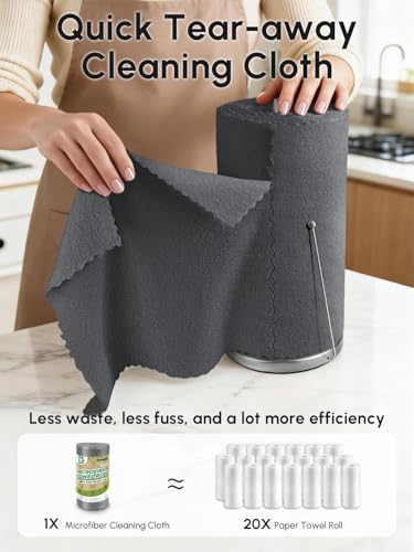 Microfiber Cleaning Cloths Roll 75 Pack 12x12 Inch Lint Free - color: Dark Grey