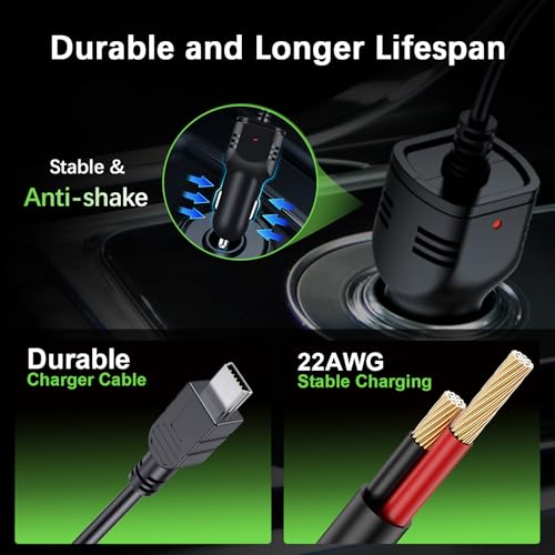 Dash Camera Car Charger, Mini USB and Micro USB Interfaces, Driving Recorders Power Cord Universal Car Adapter Power Cord 3.5m/11.5ft 12V/24V to DC5V 2A(I Interface) - size: 2A-I-Mini/Micro USB