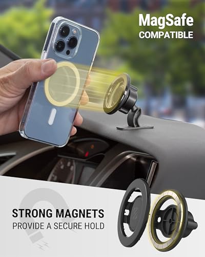 Scosche MagicMount Select MagSafe Car Mount for iPhone, Strong Magnetic Phone Holder for Car Magnet Phone Mount with 360° Rotation for Dashboard/Vent Compatible with iPhone 17/16/15/14 Pro Max Android - size: 1 Pack, style: Dash / Vent