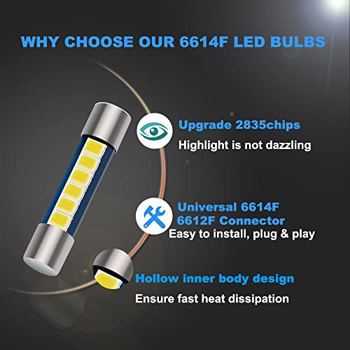 28mm 29mm Festoon LED Fuse Bulb, 6-SMD 6614F Sun Visor Vanity Mirror Light - size: 6PCS 29mm 6SMD