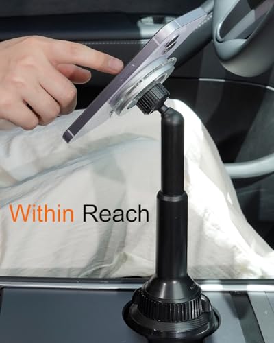 OQTIQ Phone Cup Holder for Car Mount for MagSafe, Quick Extension Long Arm - color: Clear