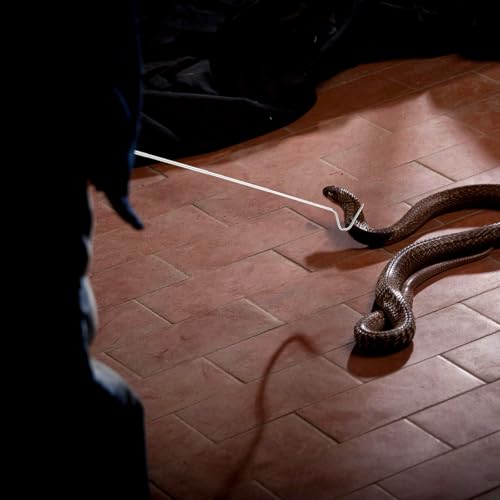 OUNONA Retractable Stainless Steel Snake Hook Portable Snake Grabber Tool White Reptile Handling Accessory for Terrarium and Care