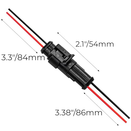 Hiceeden 12 Kits 2 Pin Waterproof Connector 16AWG 2 Wire Auto Electric Plug