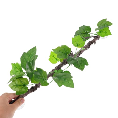 INOOMP Artificial Climbing Vines for Reptile Terrarium, Flexible Fake Green Jungle Vines with Suction Cup, Simulation Decorative Plants for Lizards, Snakes, Amphibians Habitat