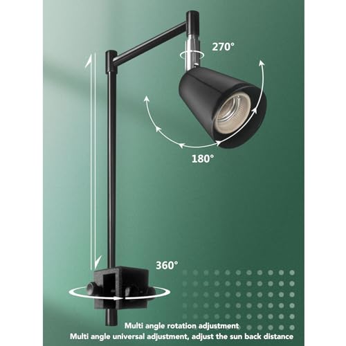 Reptile Lamp Light Stand, Adjustable Height Multi Angle Rotation Reptile Lamp Stand Strong Fixing Easy to Assemble Stable for Lizards for Brooder Boxes (US Plug 110V)