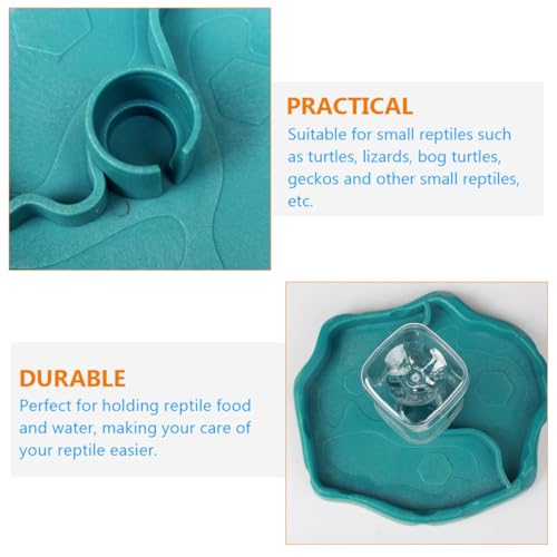 Automatic Reptile Water Feeder with Reservoir, Lake Blue Reptile Feed Dish for Bearded Dragon, Tortoise and Leopard Gecko Tank Accessories