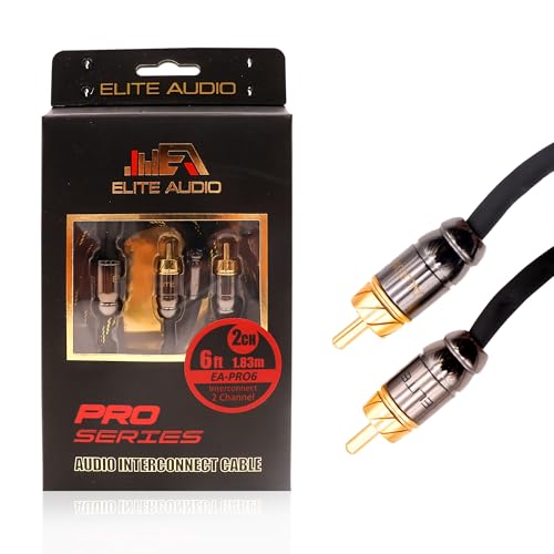 Elite Audio Pro Series 6ft. 2-Channel Car Audio RCA Short Cable - Triple Shielded, Brass Connectors, Oxygen Free Copper, Noise Reducing Audio Cable for Amplifiers Subwoofers Speakers Processors – PRO6 - color: 2-Channel, size: 6' (ft)