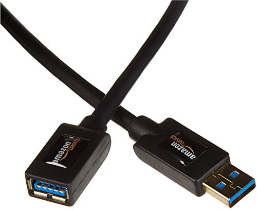 Amazon Basics USB 3.0 Extension Cable, A-Male to A-Female, 4.8Gbps High-Speed, Gold-Plated Connectors, 6.5 Foot, Black - size: 6.5 Feet