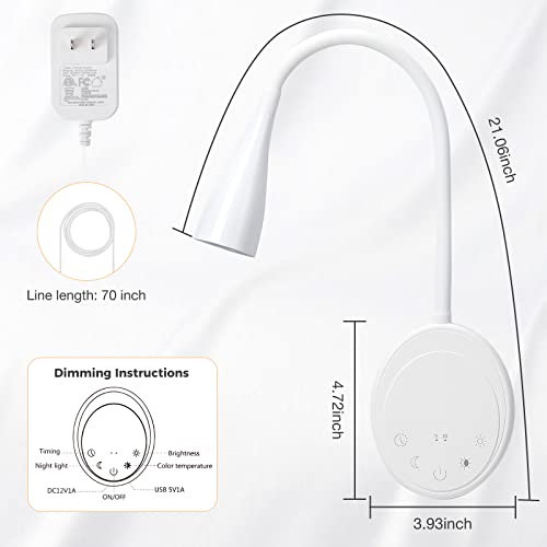 SANKEDOU LED Wall Mount Reading Light, Bedside Reading Lights, 5 Dimmable - color: White-2P