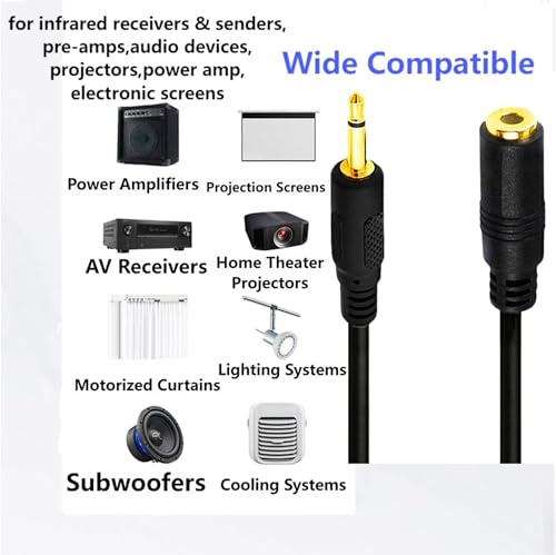 1/8" 3.5mm Mono Mini Audio Connector Male to Female Cable 6Ft