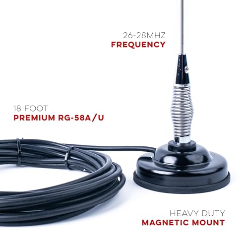 Nagoya CB-72 28-Inch CB Antenna Kit with 3.5-Inch Heavy-Duty Magnetic Mount, 18-Foot RG-58A/U Coax Cable and PL-259 Connector for Mobile CB Radios